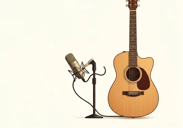 Acoustic guitar near a microphone in a quiet room