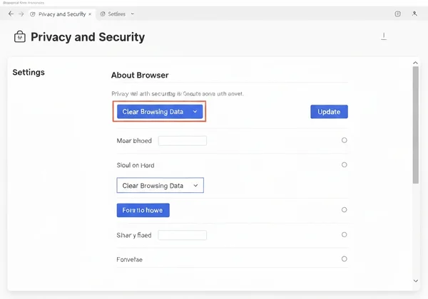 Browser settings showing cache clear or update option