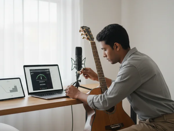 Audio gain and room noise check